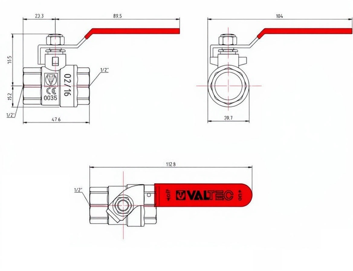 КРАН  шар.   1/2''  ВР-ВР РЫЧАГ VALTEC VT.214.N.04