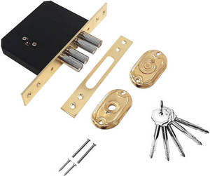 Замок врезной 189-4MF- 5 ключей PВ (золото) черный корпус MARLOK