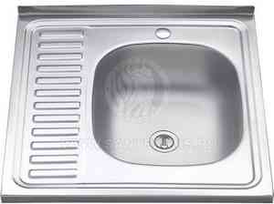 МОЙКА накладная 60*60 (0,4) ПРАВАЯ (выпуск 1 1/2", глуб. чаши 13см, б/с) VLADIX  