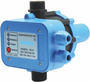 Блок автоматики насоса ZEGOR ZS-01 (1100 Вт, давление до 10 бар, IP 65, вх/вых 1", темп 60℃, кабель с евро вилкой и розеткой в комплекте)
