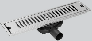 Трап Т-75 500мм*100мм линейный с горизонтальным выходом D50, решетка с вертикальными полосами