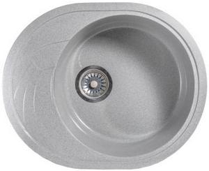 Мойка  керамогранит S20  овальн   560 *460    (чаша 390 мм,  h 17,5 мм ) (перелив, б/отв., унив-я, БЕЗ СИФОНА..) матовый    СЕРЫЙ   