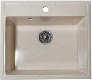 Мойка  керамогранит S13  квадратн   565 *505    (чаша 500* 365 мм,  h 20 мм ) (перелив + отв. под смес., БЕЗ СИФОНА.) матовый    ЛЕН   