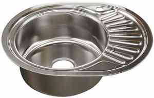 МОЙКА врезная 45х57 (0,6)  ЛЕВАЯ овальная (вып. 3 1/2", глубина чаши 16см, сифон) MIXLINE 