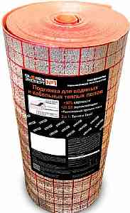 Подложка для водяных и кабельных теплых полов НПП-К-ЛП3*1000мм*30м СЕРАЯ (Оранжевая) с разметкой GLOBEX ЭКСП /