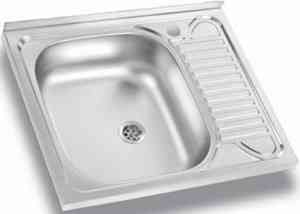 МОЙКА накладная 60*50 (0,4) ЛЕВАЯ (выпуск 1 1/2", глуб. чаши 130м, б/с) VLADIX  