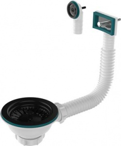 Aquant NV385-40-MR Выпуск 3 1/2" с ЧЕРНОЙ нерж. сеткой и прямоугольным и круглым переливом