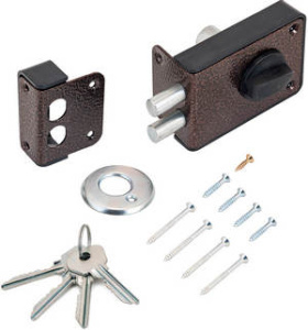 Замок накладной ЗН 1-3-1, 2 ригеля, корпус - металл+пластик (медь) MARLOK Россия