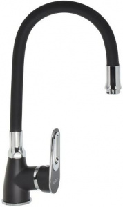 КУХНЯ  POTATO   P41274-6  1/2" кер.  п/гайку  гибкий нос     черный матов-  хром