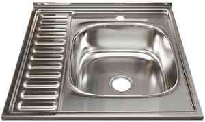 МОЙКА накладная 60х60 (0,8) ПРАВАЯ (вып. 3 1/2", глубина чаши 18см, сифон) MIXLINE  