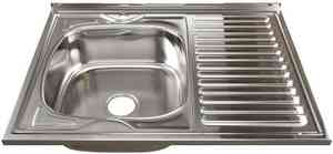 МОЙКА накладная 60х80 (0,8) ЛЕВАЯ (вып. 3 1/2", глубина чаши 18см, сифон) MIXLINE  