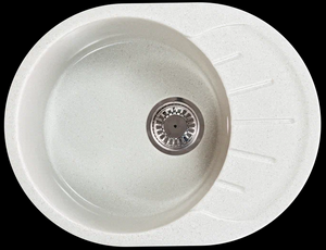 Мойка  керамогранит S23  овальн   570 *440    (чаша 380 мм,  h 19 мм ) (перелив, б/отв., унив-я, БЕЗ СИФОНА.) матовый    САФАРИ   