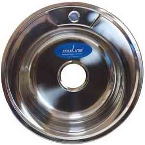 МОЙКА врезная кругл. Ø49 (0,8) (вып. 3 1/2", глубина чаши 18см, сифон б/гофры) MIXLINE 