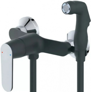 БИДЕ  POTATO  P20118-6  ø35  шланг 120см PVC, лейка 1 режим, чёрный /хром