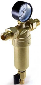 Фильтр каскадный промывной   1/2"  с манометром, латун корпус  TIM    