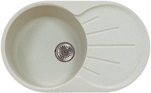 Мойка  керамогранит S24  овальн   730 *450    (чаша 400 мм,  h 19 мм ) (перелив, б/отв., унив-я, БЕЗ СИФОНА.) матовый    ЛЕН      