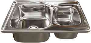 МОЙКА врезная 50х70 (0,8)  2-х чашев  вып  3 1/2" (глубина чаши 18 см, сифон) MIXLINE ###  