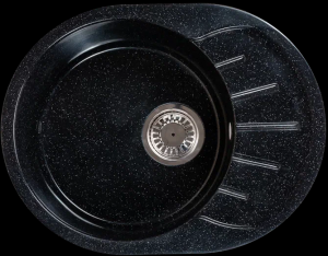 Мойка  керамогранит S23  овальн   570 *440    (чаша 380 мм,  h 19 мм ) (перелив, б/отв., унив-я, БЕЗ СИФОНА..) матовый    ЧЕРНЫЙ   