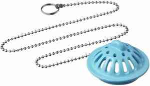 Пробка-сеточка для ванной/раковины D40 мм ГОЛУБАЯ в блистере 45 см