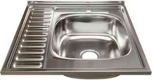 МОЙКА накладная 60х60 (0,6) ПРАВАЯ (вып. 3 1/2", глубина чаши 16см, сифон) MIXLINE 