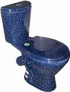 Унитаз-компакт "ЭЛЕГАНТ" синий кракелюр (косой. нижн подв, сид, арм кноп) ROSA г. Киров