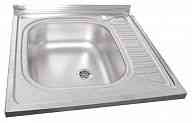 МОЙКА накладная 60*60 (0,4) ЛЕВАЯ (выпуск 1 1/2", глуб. чаши 13см, б/с) VLADIX  