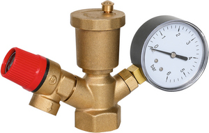 ГРУППА БЕЗОПАСНОСТИ  д/котла МИНИ ЭКОНОМ 1"-3 бар ZEGOR QS-5802E (возд-к и маном. 6 бар, раб. давл. 10 бар) 