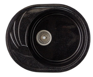 Мойка  керамогранит S20  овальн   560 *460    (чаша 390 мм,  h 17,5 мм ) (перелив, б/отв., унив-я, БЕЗ СИФОНА.) матовый    ЧЕРНЫЙ   