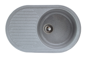 Мойка  керамогранит S21  овальн   720 *450    (чаша 380 мм,  h 18,5 мм ) (перелив, б/отв., унив-я, БЕЗ СИФОНА.) матовый    СЕРЫЙ   