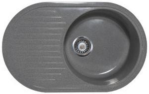 Мойка  керамогранит S21  овальн   720 *450    (чаша 380 мм,  h 18,5 мм ) (перелив, б/отв., унив-я, БЕЗ СИФОНА..) матовый    ТЕМНО-СЕРЫЙ   