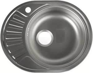 МОЙКА врезная 45х57 (0,6)  ПРАВАЯ овальная (вып. 1 1/2"", глуб. чаши 16см, б/сифона) VLADIX  