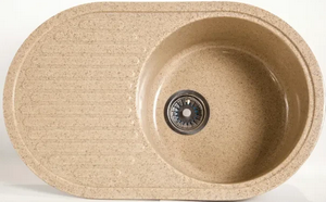 Мойка  керамогранит S21  овальн   720 *450    (чаша 380 мм,  h 18,5 мм ) (перелив, б/отв., унив-я, БЕЗ СИФОНА.) матовый    САФАРИ   