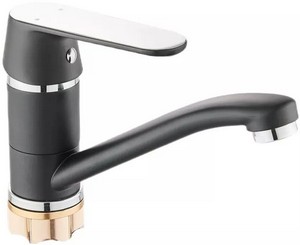 КУХНЯ  POTATO   P45118-6  ø35 п/г  короткий излив, чёрный /хром