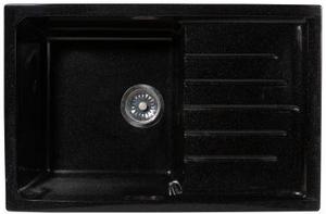Мойка  керамогранит S12  прямоуг   740 *485    (чаша 430* 385 мм,  h 18 мм ) (перелив, б/отв., унив-я, БЕЗ СИФОНА.) матовый    ЧЕРНЫЙ   