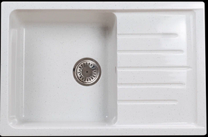 Мойка  керамогранит S12  прямоуг   740 *485    (чаша 430* 385 мм,  h 18 мм ) (перелив, б/отв., унив-я, БЕЗ СИФОНА..) матовый    БЕЛЫЙ КРАП   