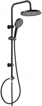 ДУШ СИСТЕМА  G-LAUF  UST-2010YB  МЕТАЛЛ  (высота 960 мм, лейка тропич. круглая, лейка+шланг 1,5м, шланг 400мм, дивертор) Черный мат